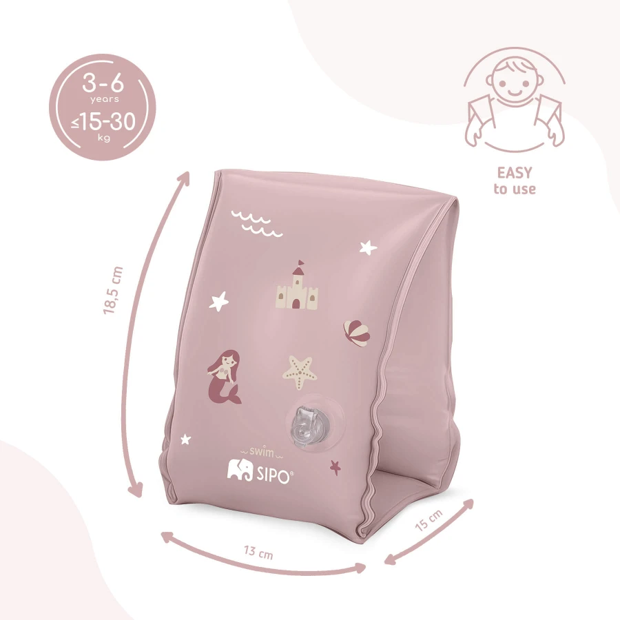 Dmuchane rękawki do pływania dla dzieci 3-6 lat (15-30 kg) - różowe / SIPO