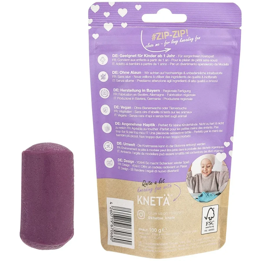 Wegańska masa plastyczna, 100g - liliowa / KNETA