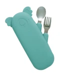 Zestaw sztućców Koala Zoe z silikonowym etui - Sea Green / the cotton cloud