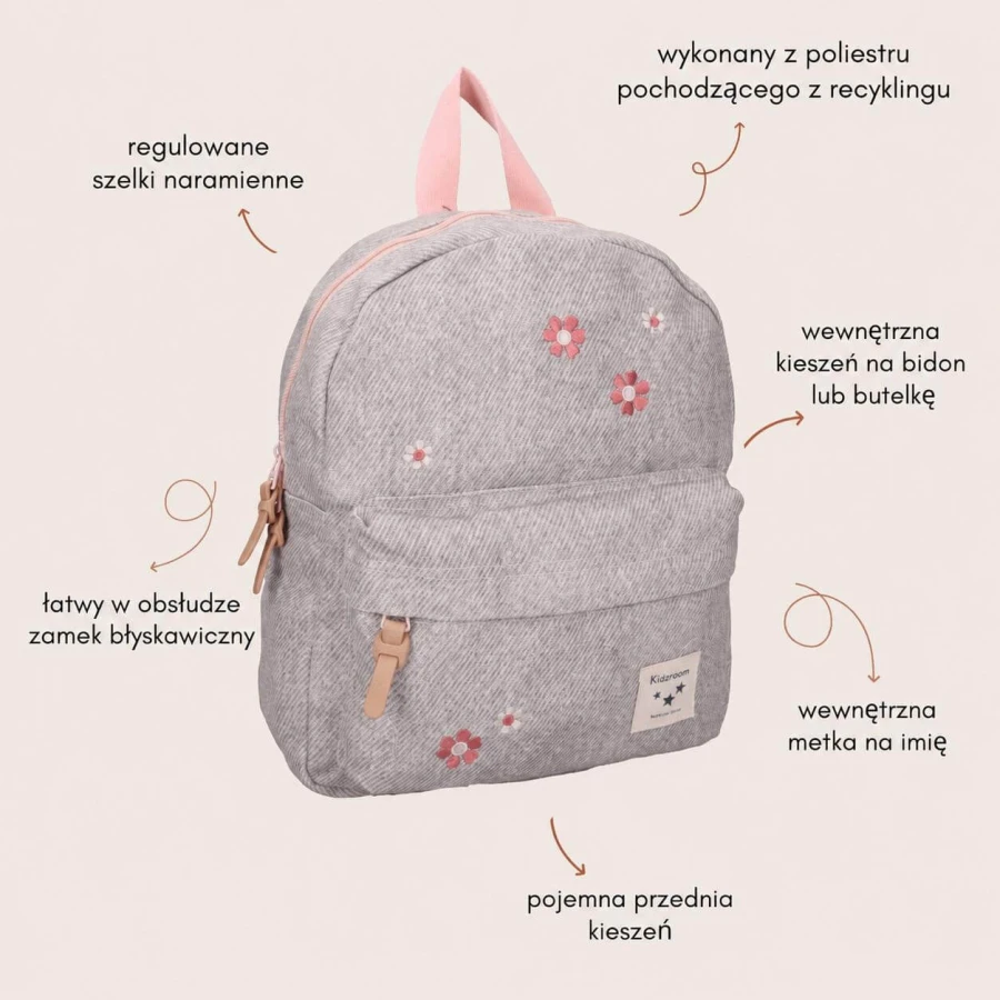 Plecak dla dzieci Blossom grey jeans / KIDZROOM