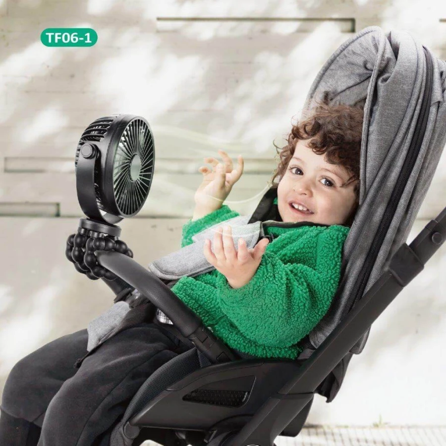 Bezprzewodowy wiatraczek 360° do wózka USB-C / Titanium Baby