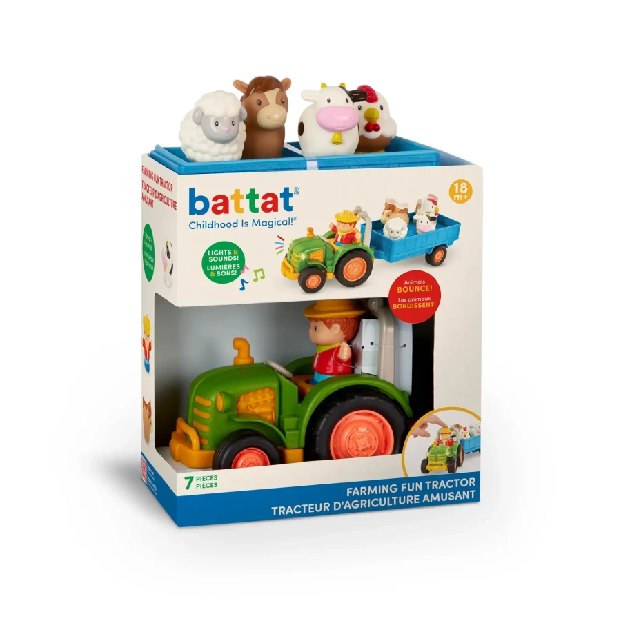 Traktor z przyczepą, rolnikiem i zwierzętami - Farming Fun Tractor / Battat