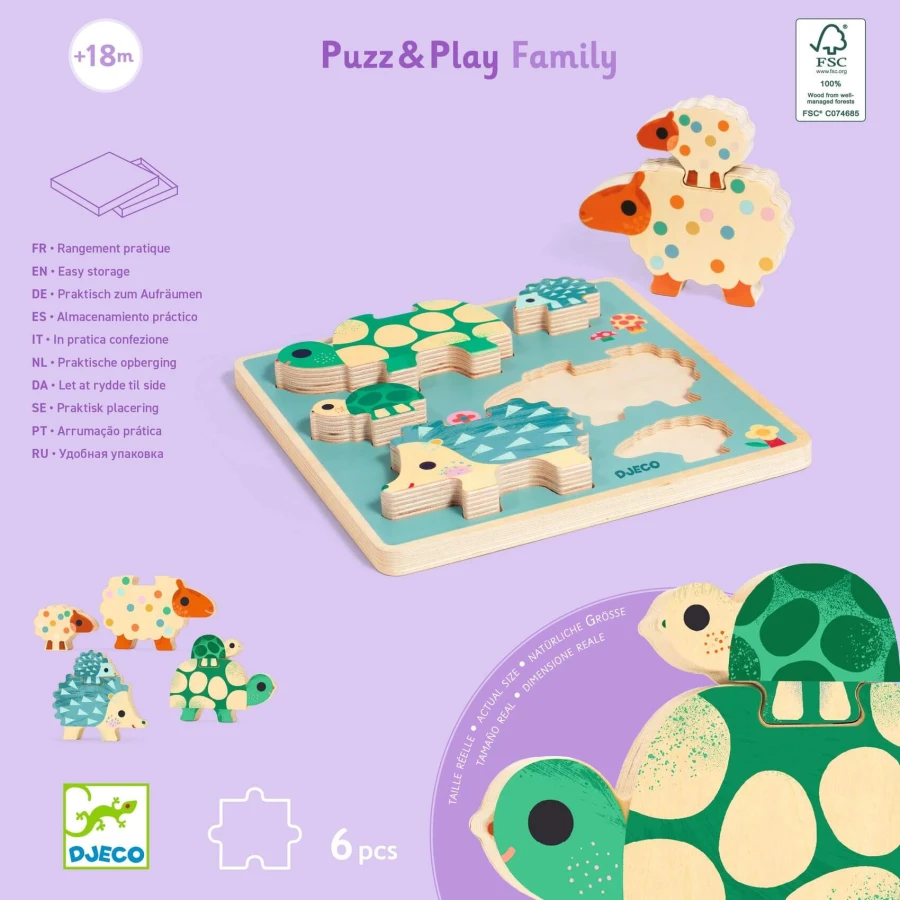 Układanka drewniana PUZZ & PLAY RODZINKA  / Djeco