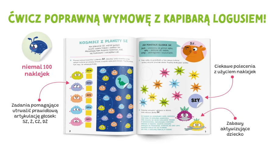 Ćwiczę łamańce. Zabawy logopedyczne. Kapibara Loguś / Kapitan Nauka