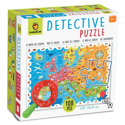 USZKODZONE OPAKOWANIE: DETECTIVE PUZZLE - puzzle, gra detektywistyczna - MAPA EUROPY / Ludattica