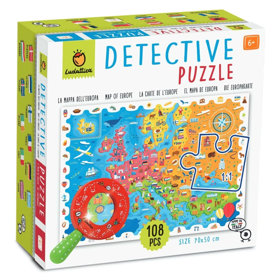 USZKODZONE OPAKOWANIE: DETECTIVE PUZZLE - puzzle, gra detektywistyczna - MAPA EUROPY / Ludattica