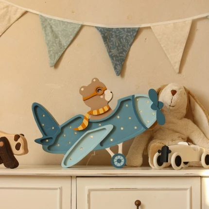Lampa Little Lights Samolot Vintage - Pastel Khaki Bear / Little Lights