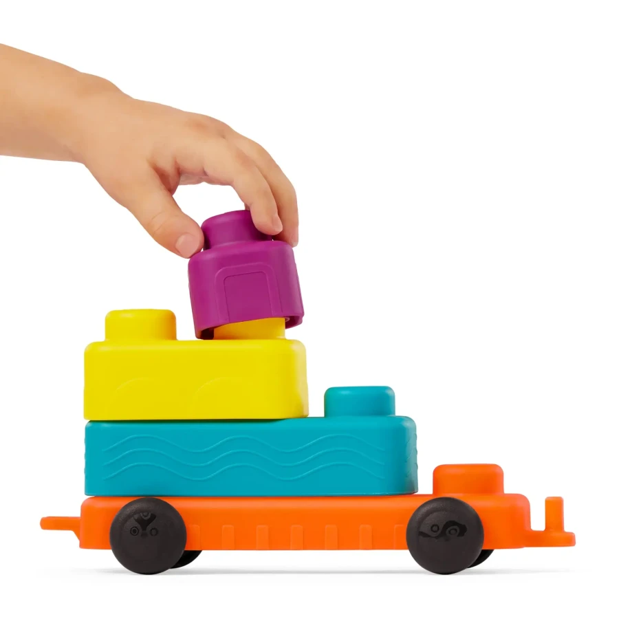 Miękkie klocki sensoryczne z WAGONIKAMI - Buildin’ Squishies / B.Toys
