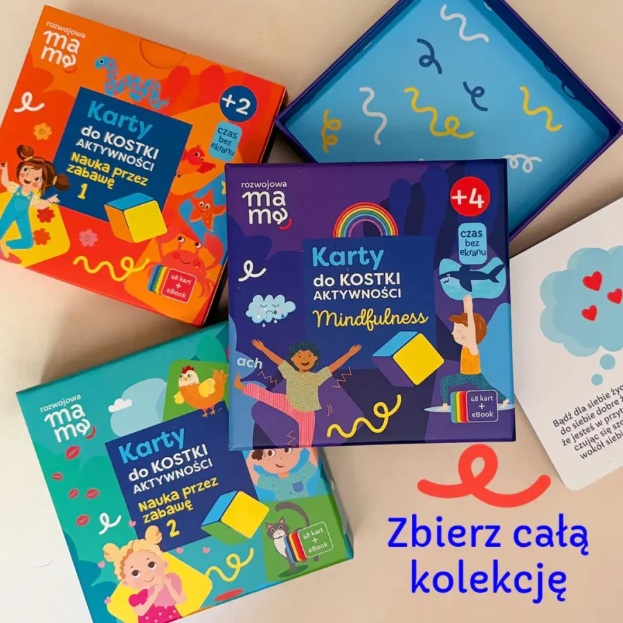 Karty do kostki aktywności - mindfulness + mini e-book 4+ / rozwojowa mama