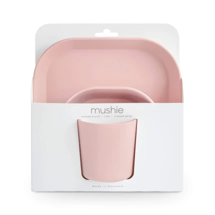 Zestaw naczyń dla dziecka Square Blush / Mushie