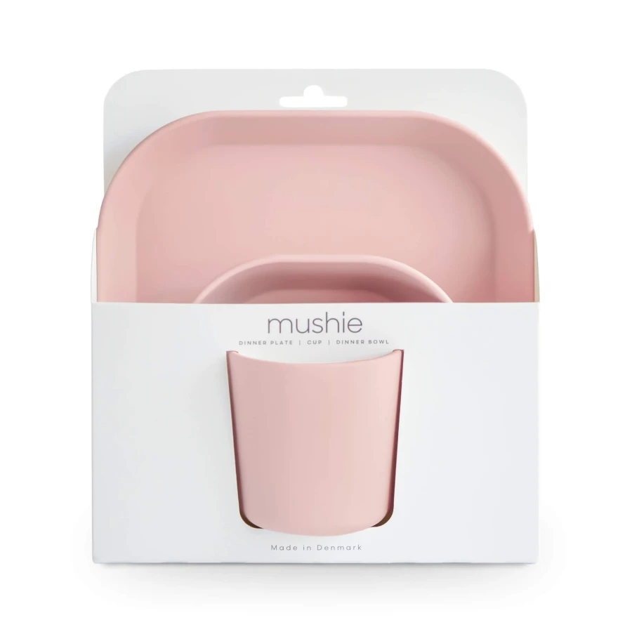 Zestaw naczyń dla dziecka - Square Blush / Mushie
