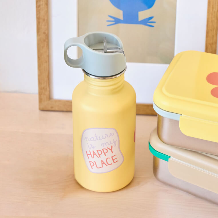 Bidon ze stali nierdzewnej z ustnikiem i uchwytem, 500 ml Happy Trails Flower / Lassig