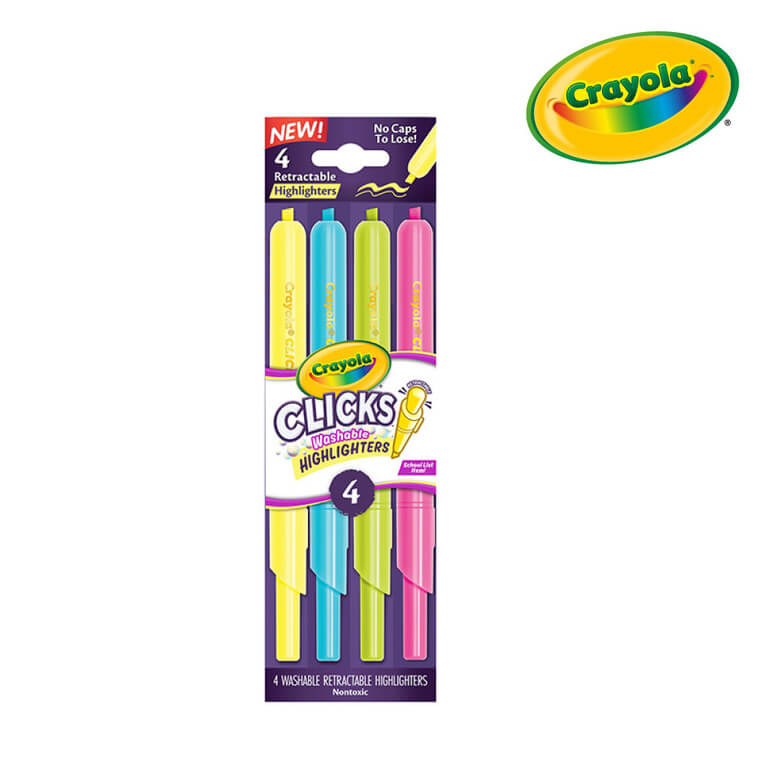Flamastry zakreślacze automatyczne zmywalne Clicks 4szt. 8+ / Crayola