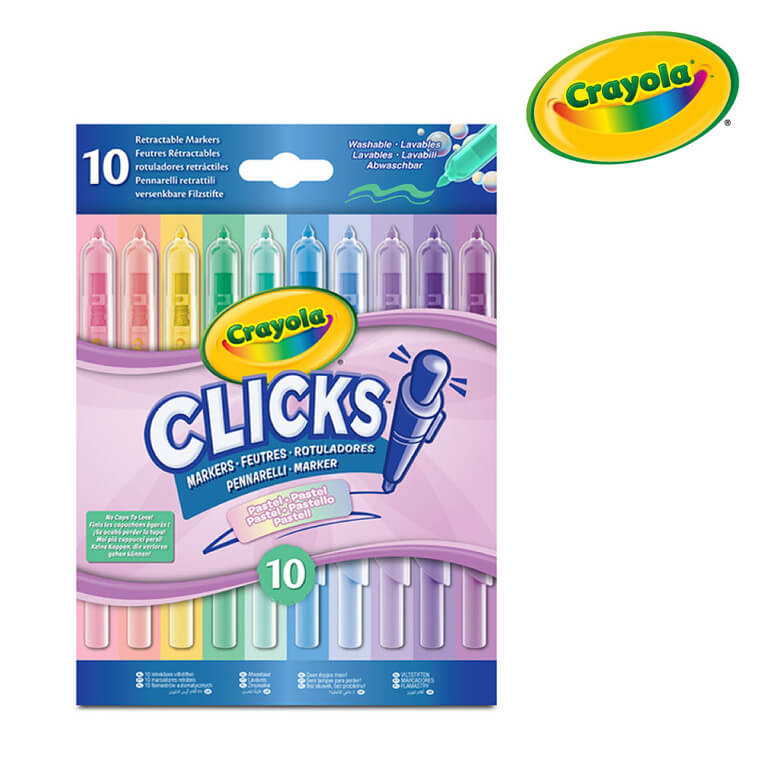 Flamastry automatyczne zmywalne pastelowe Clicks 10szt. 8+ / Crayola