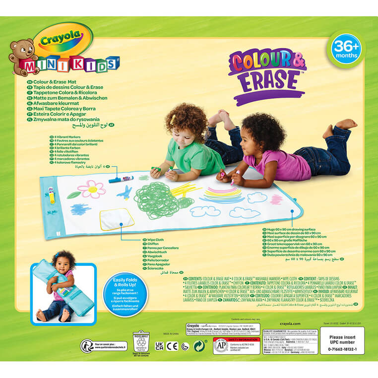 Zmywalna mata do rysowania dla dzieci 60x90 cm + 4 flamastry Mini Kids 3+ / Crayola