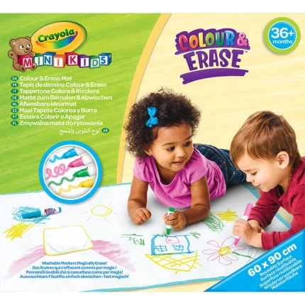 Zmywalna mata do rysowania dla dzieci 60x90 cm + 4 flamastry Mini Kids 3+ / Crayola