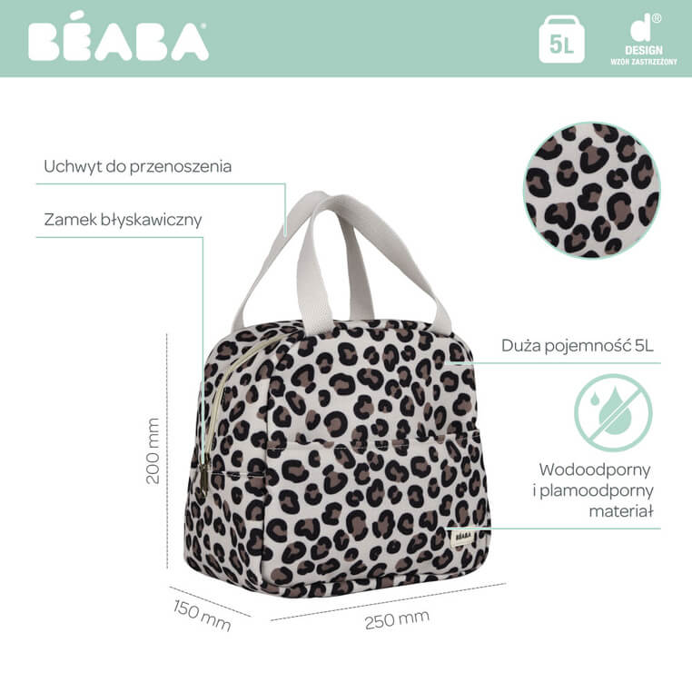 Torba izotermiczna na lunch 5L Leopard clay / Beaba