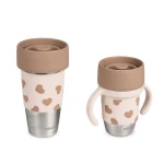 Kubek dla mamy i kubek treningowy 360° ze stali nierdzewnej Mini&Me BigLove, 2szt. / Beaba