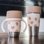 Kubek dla mamy i kubek treningowy 360° ze stali nierdzewnej Mini&Me BigLove, 2szt. / Beaba