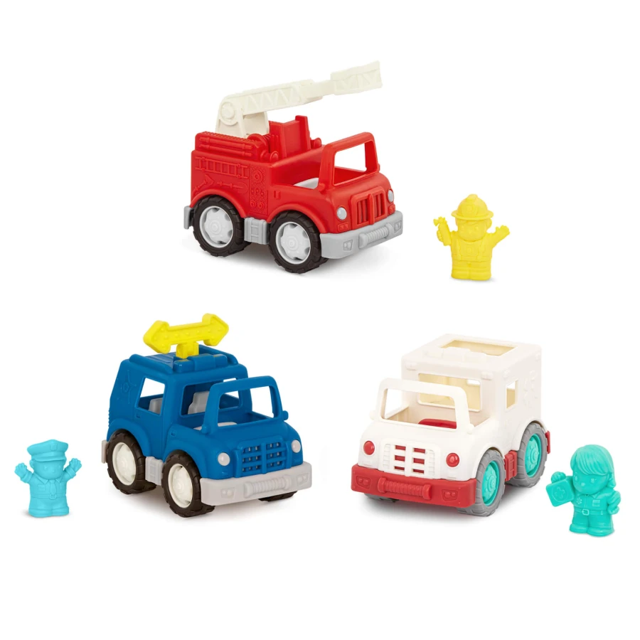 Zestaw 3 pojazdów Służb ratunkowych z kierowcami - Emergency Vehicles / Battat