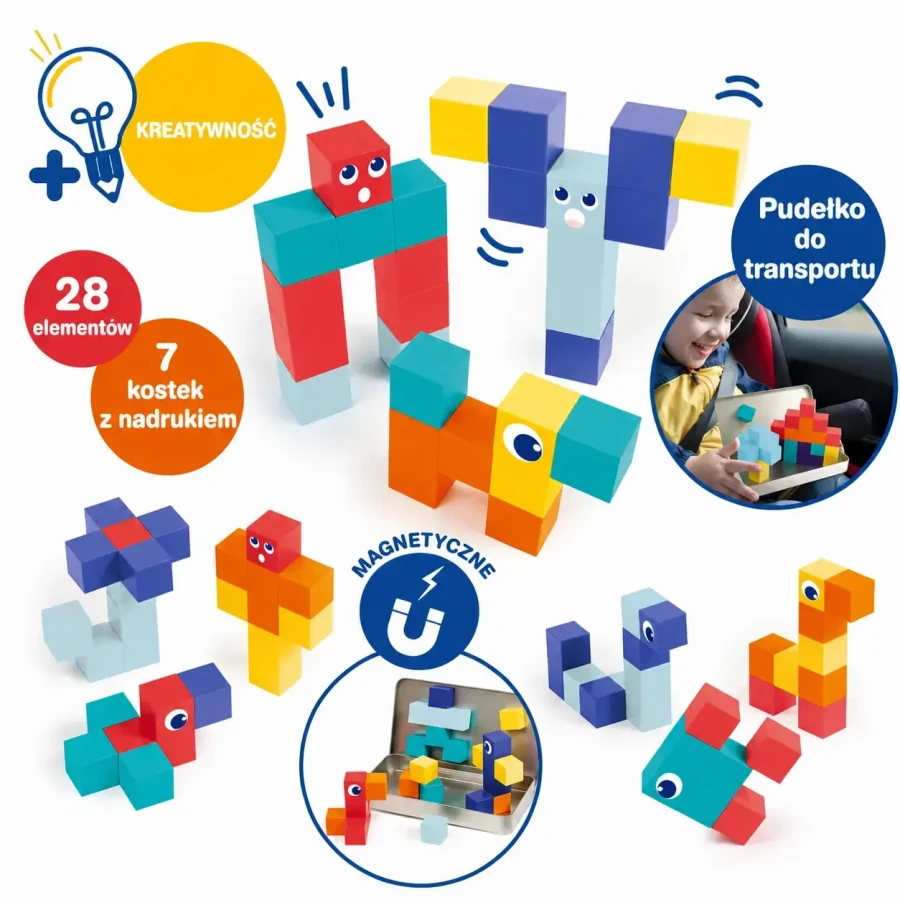 Zestaw klocków magnetycznych Magnetic Cubes - kostki z emocjami  / LUDI