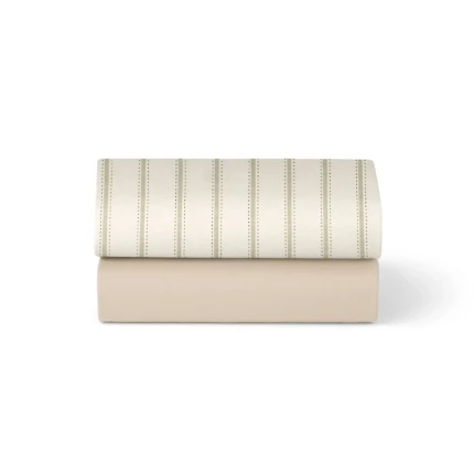 Zestaw 2 prześcieradeł z gumką do wózka, koszy SnuzBaskit i Mojżesza - cashmere, stripe sage / Snuz