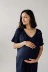 Koszula nocna do karmienia z wbudowanym nieprzemakalnym topem - Navy / dropless.