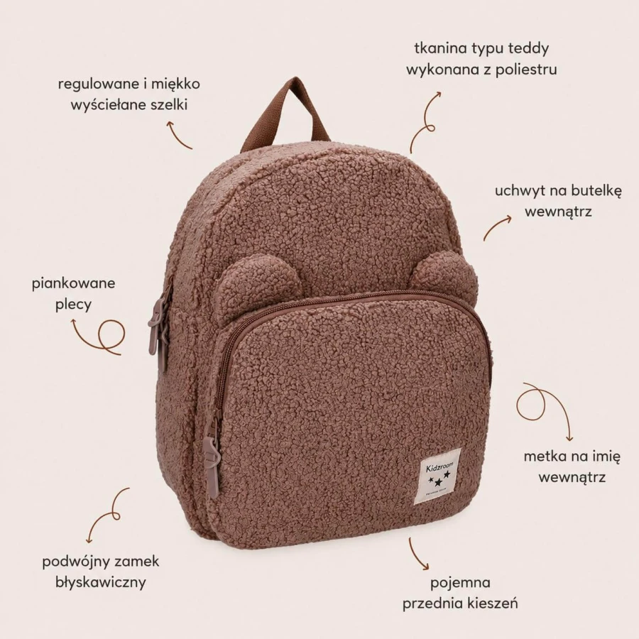Plecak dla dzieci Beary Excited Brown / KIDZROOM
