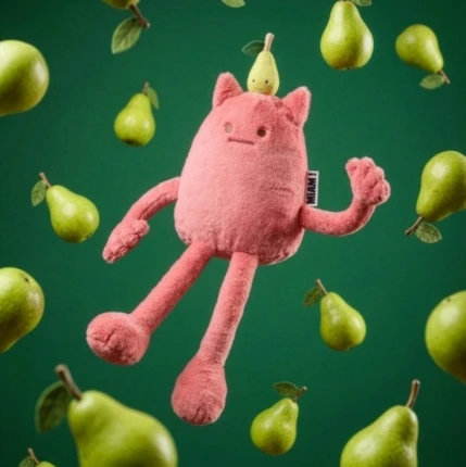 DOUDOU - MIAM! Britney Pear, różowa gruszka, 60 cm / Doudou et Compagnie