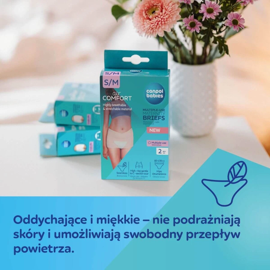 Wielorazowe majtki poporodowe, siateczkowe, białe 2szt. / Canpol babies