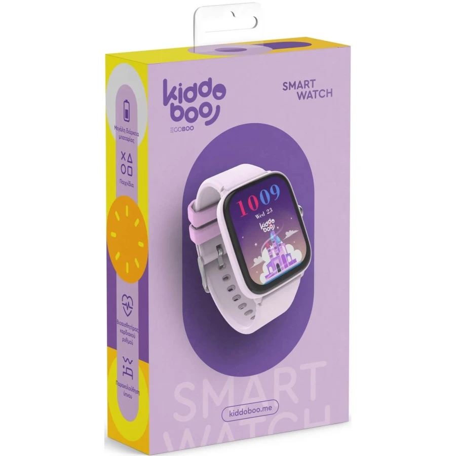 Smartwatch 2.0 krokomierz, gry, tarcze, pulsometr - Lilac, 6+ / Kiddoboo
