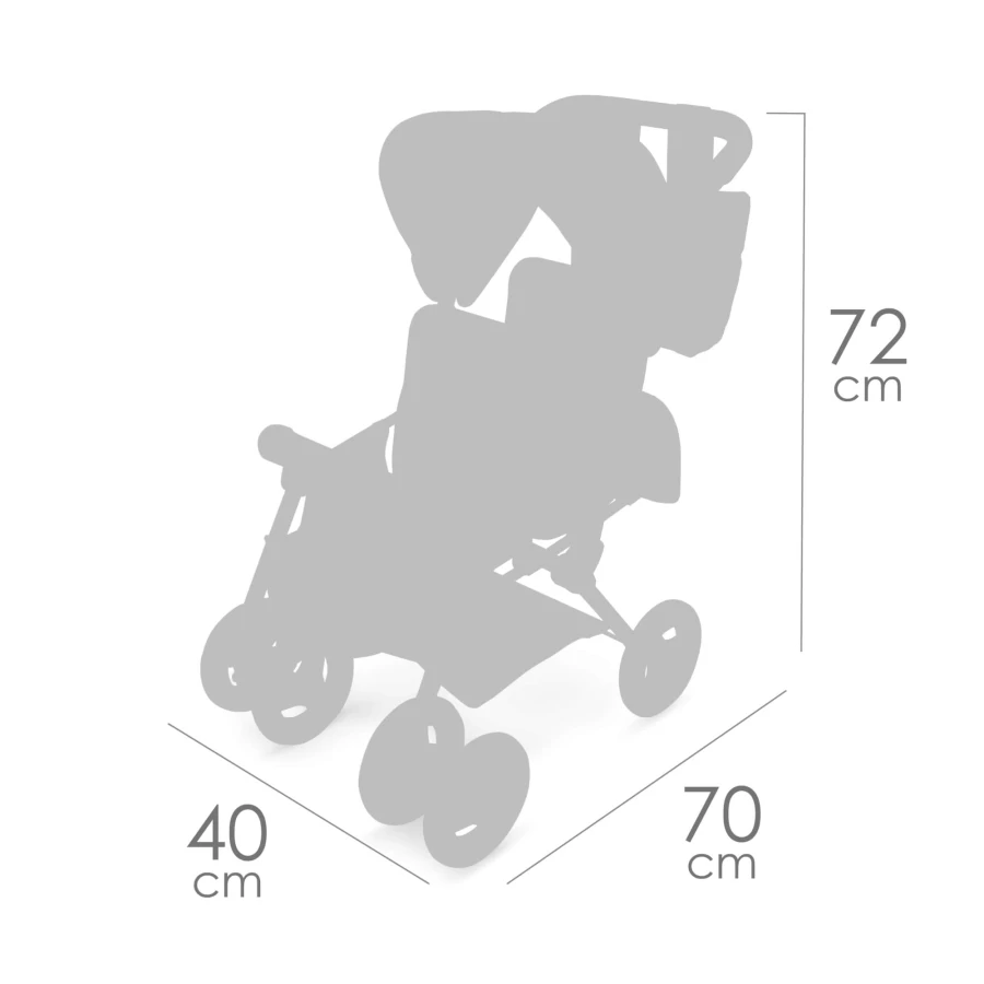 Bliźniaczy wózek regulowany Verona dla lalek do 52cm / DeCuevas