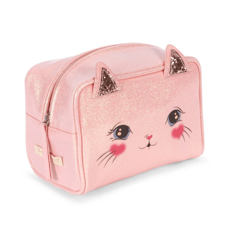 Kosmetyczka saszetka dla dzieci Kotek - cerise glitter pink / Konges Slojd