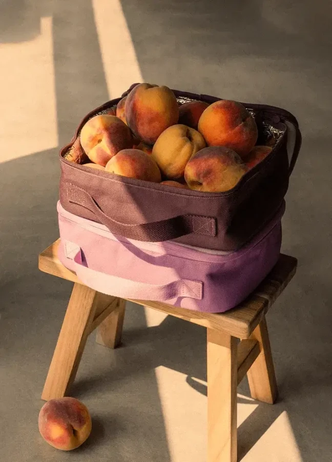 Kwadratowy Lunch Bag, śniadaniówka - Stormy Unicorn / Citron