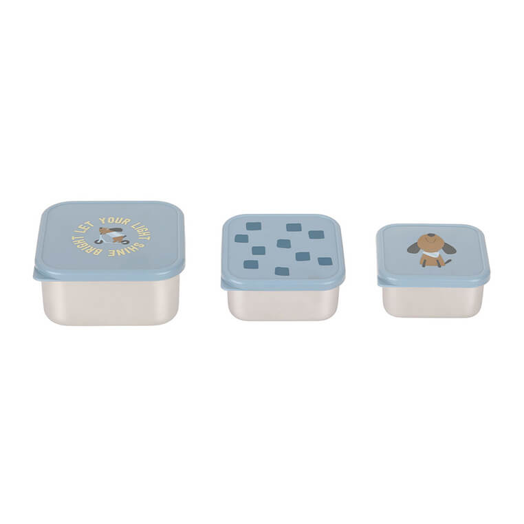 Pojemnik na przekąski snackbox ze stali nierdzewnej 3 szt. Pattern Party blue / Lassig