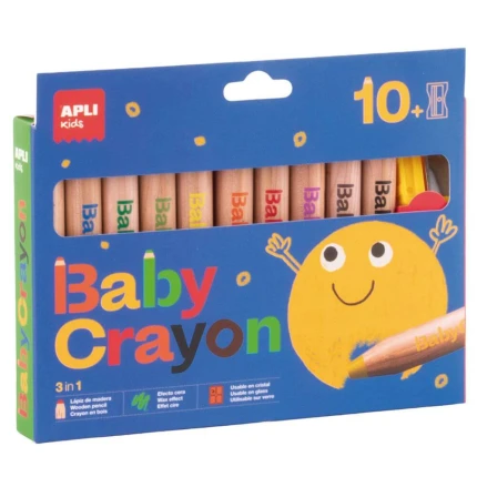 Grube kredki woskowe dla najmłodszych, 10 kolorów / Apli Kids