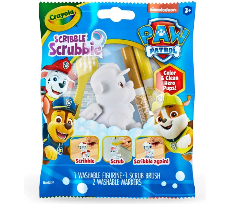 Figurka do malowania i mycia Washimals Psi Patrol - zestaw zwierzątko 1szt., flamastry zmywalne 2 szt., szczoteczka, 3+ / Crayola
