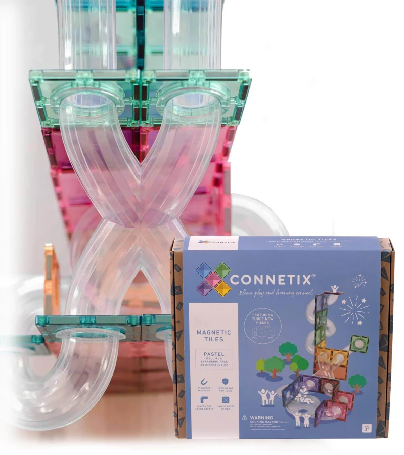 Klocki magnetyczne kulodrom Pastel Ball Run Expansion Pack 80 el. / Connetix