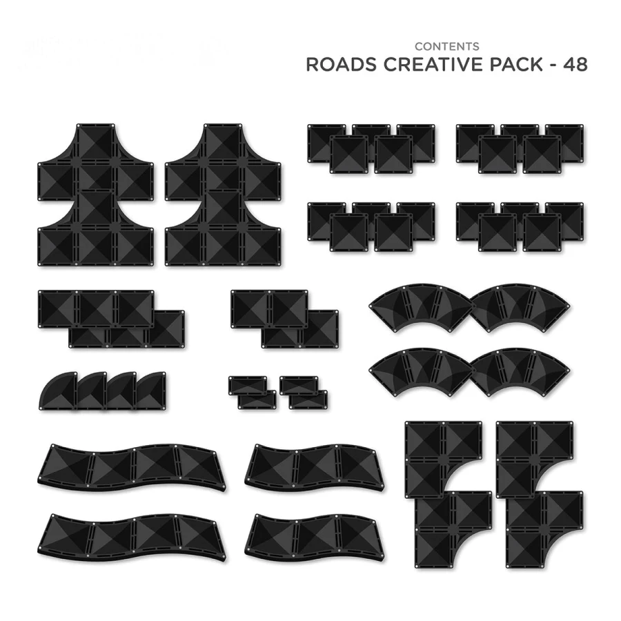 Klocki magnetyczne drogi Creative Roads Pack 48 el. / Connetix