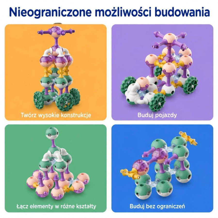 Magnetyczne klocki konstrukcyjne 3D - Cosmic Soft, 55 elementów / KUB Planet