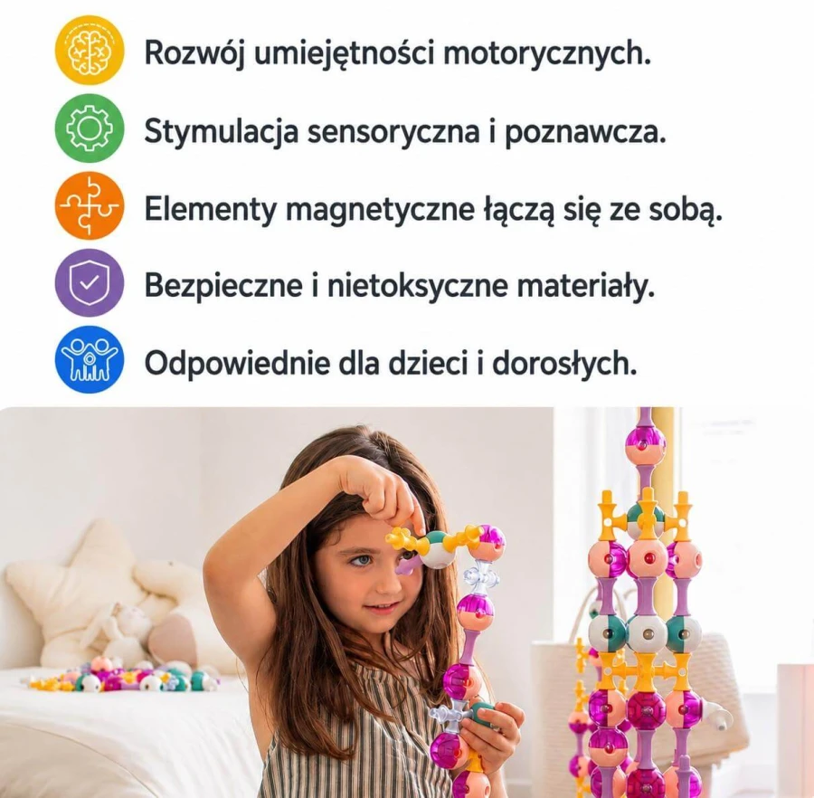 Magnetyczne klocki konstrukcyjne 3D - Cosmic Soft, 55 elementów / KUB Planet