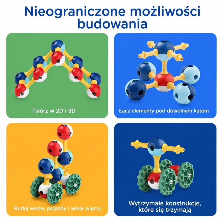 Magnetyczne klocki konstrukcyjne 3D - Education Pack XXL, 150 elementów / KUB Planet
