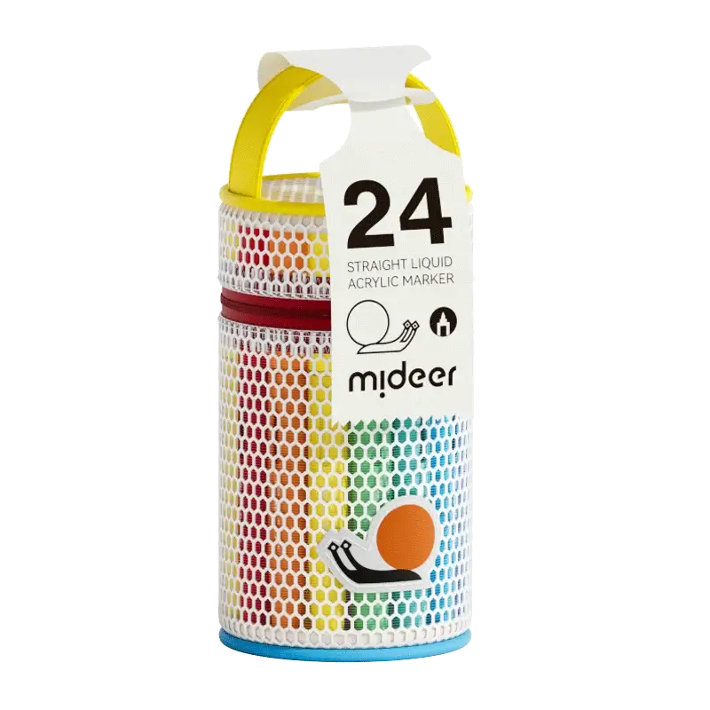 Markery akrylowe płynne z pędzelkową końcówką - 24 kolory w tubie / Mideer