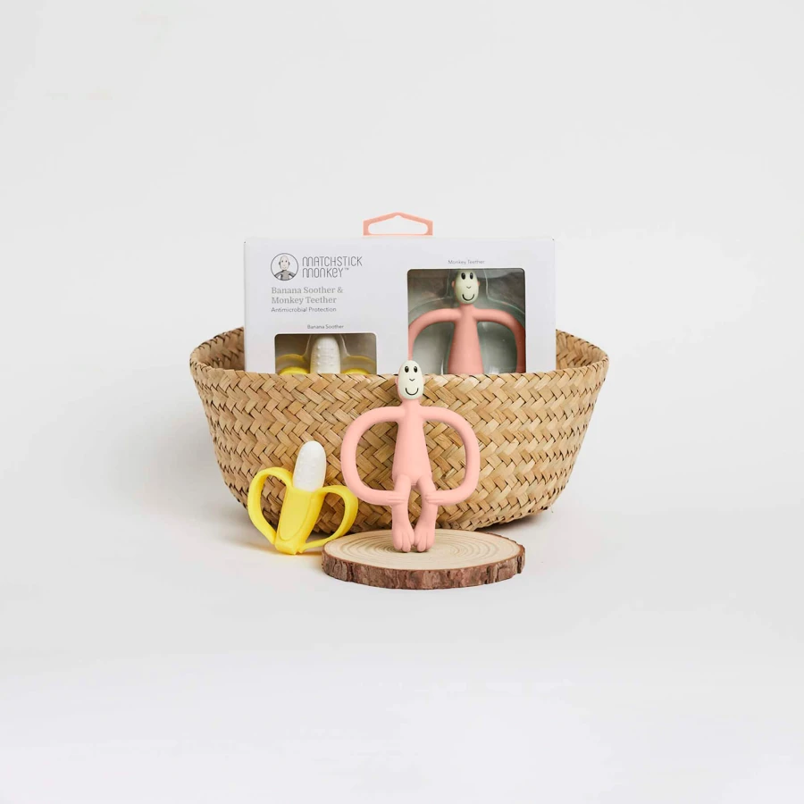 Zestaw prezentowy do ząbkowania - Dusty Pink / Matchstick Monkey