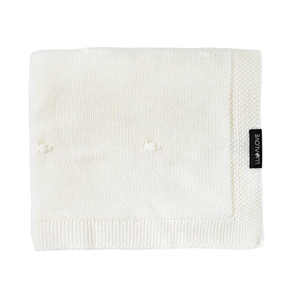 Kocyk popcorn z 100% wełny merino 80×100 cm - kokos / Lullalove