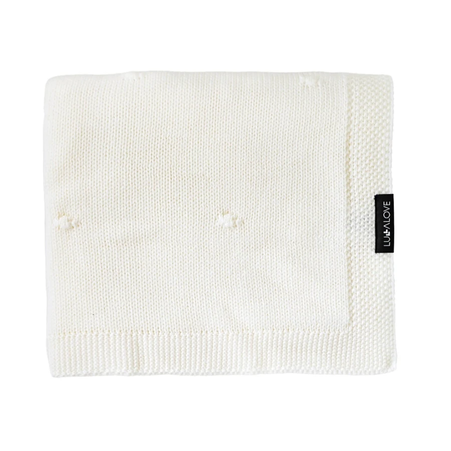 Kocyk popcorn z 100% wełny merino 80×100 cm - kokos / Lullalove