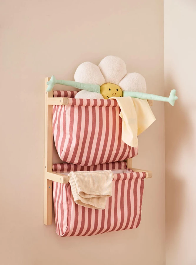 Półka ścienna materiałowa w paski - stripe clay pink / Kid's Concept