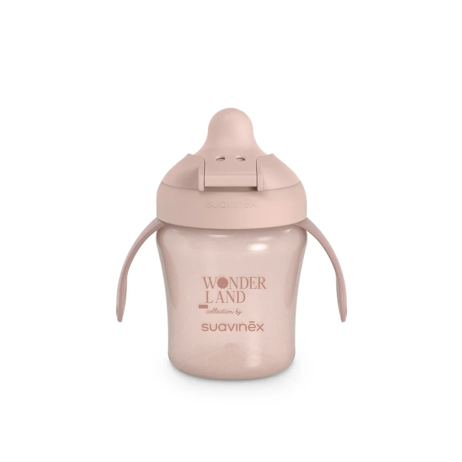 Kubek niekapek do nauki picia, 200 ml - króliczek różowy / Suavinex
