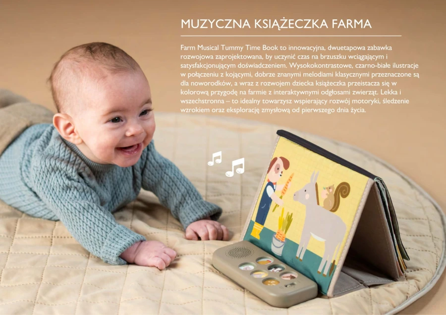 Muzyczna książeczka sensoryczna, czas na brzuszku - Farma  / Taf Toys