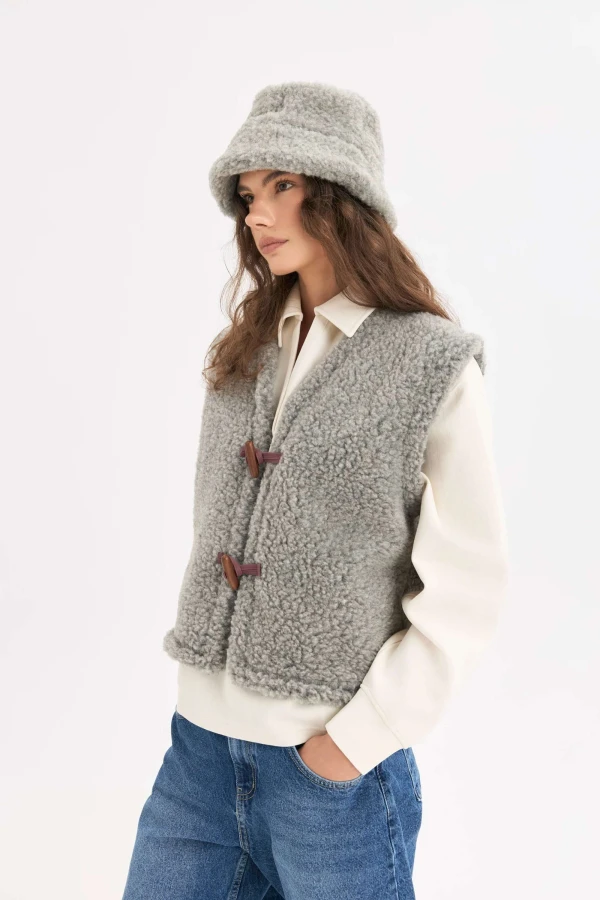 Kamizelka wełniana merino dla dorosłych - stone grey / Happymess